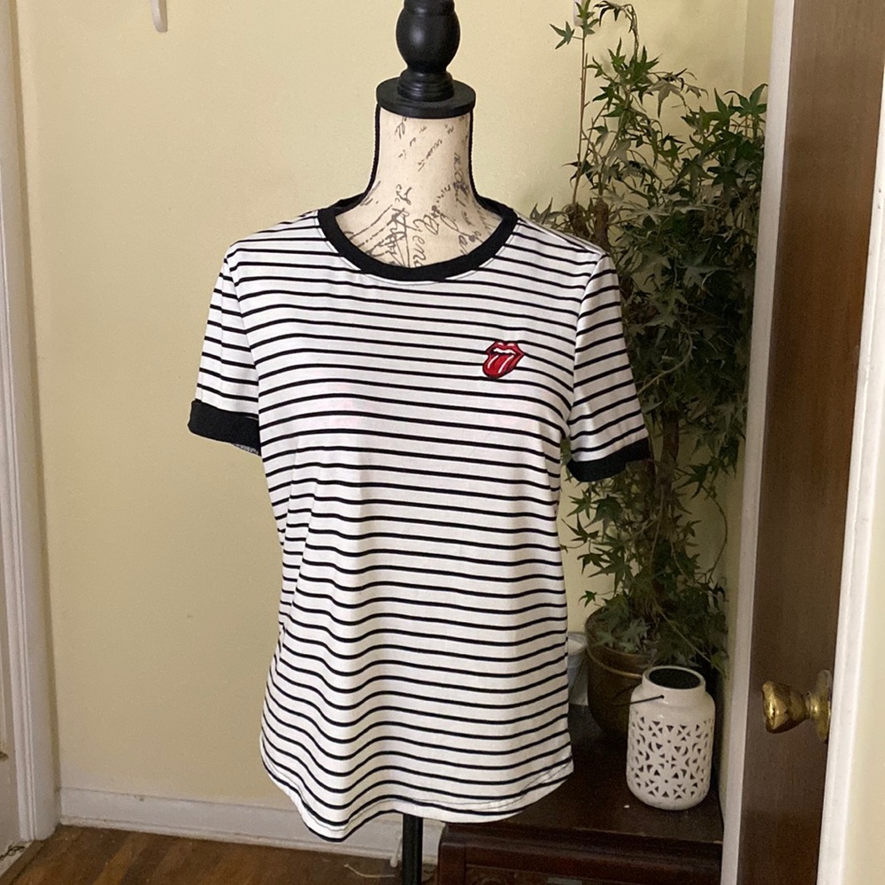 SHEIN Never Worn “Rolling Stones”  striped tee…